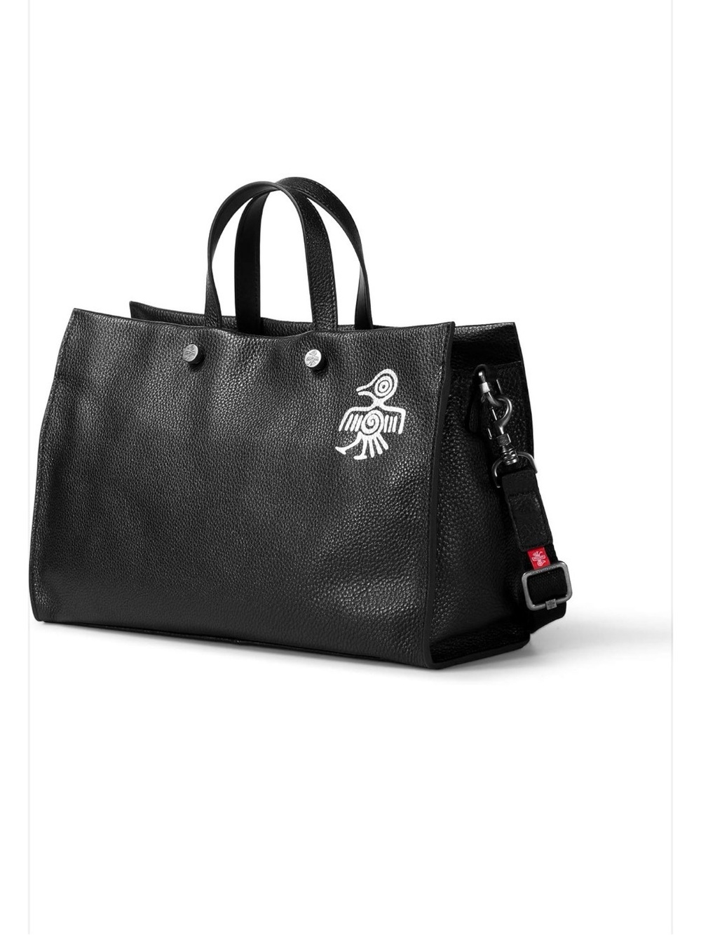 Black Leather Tote Bag with Removable Strap